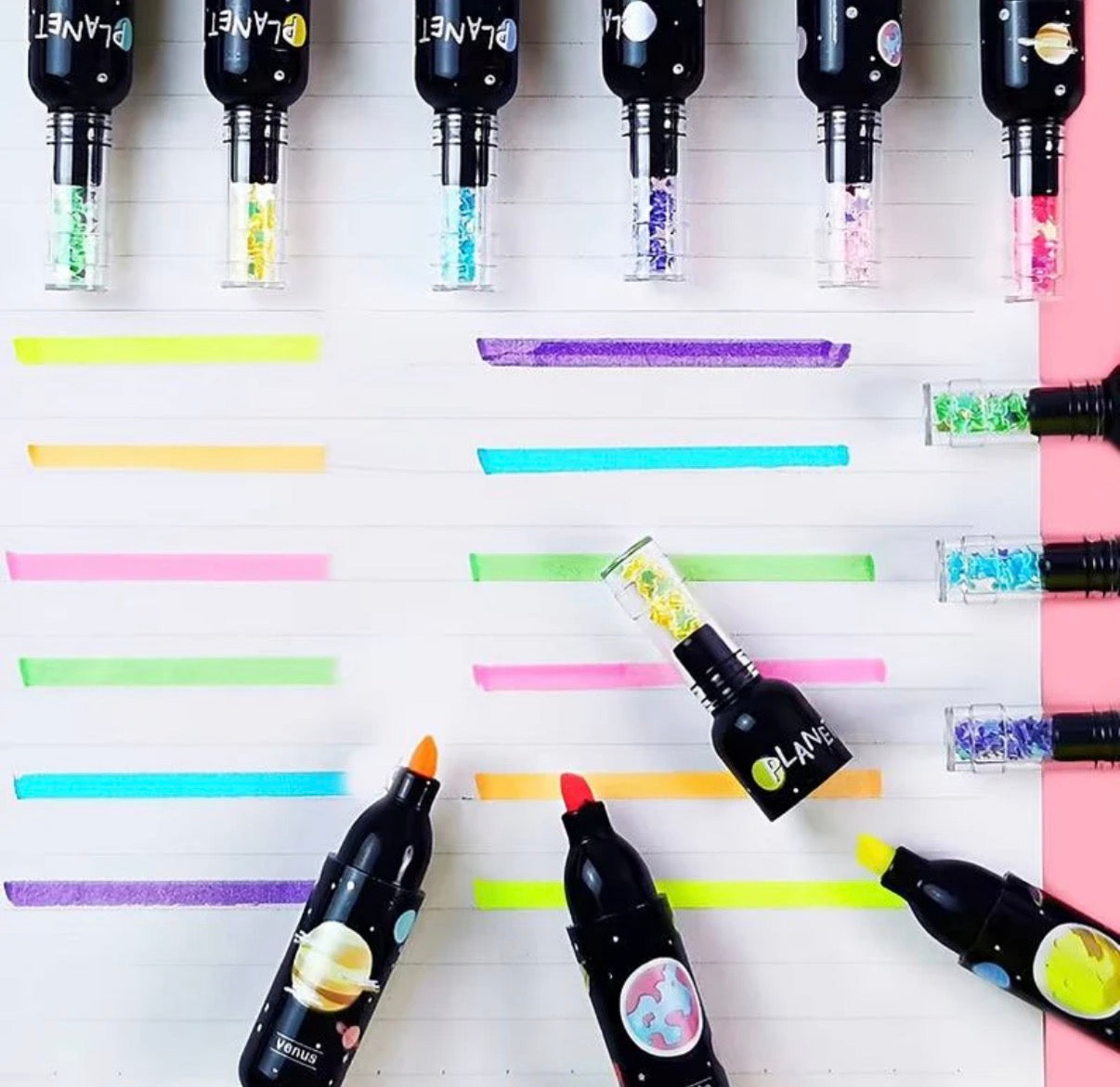 Confetti Astronaut Bottle Highlighter Set